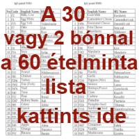 30 vagy  2 bónnal a 60 ételminta